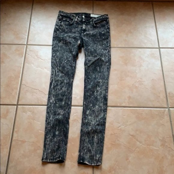 rag & bone Denim - Rag & Bone The Skinny Black Acid Wash Jeans 25
